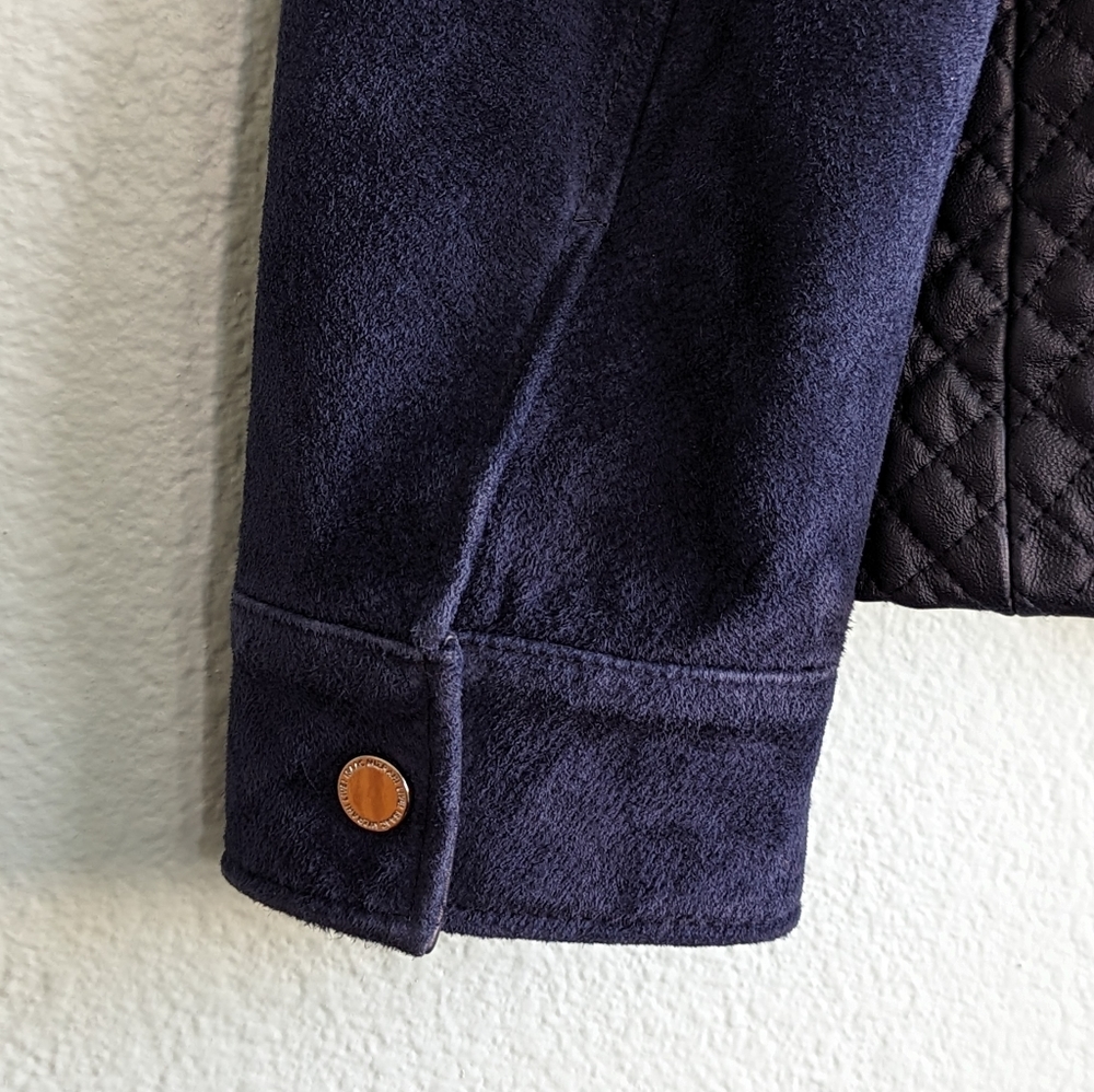 Isaac Mizrahi Live Suede/leather Jacket, Dark Blue, size 8 - Picture 9 of 10